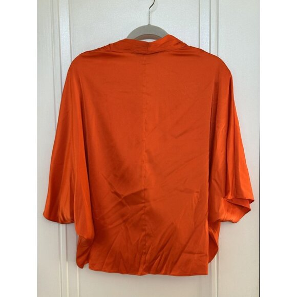 ❄️Boston Proper L/XL Surplice Front Orange Blouse EUC Statement Night Out Work - Picture 2 of 8